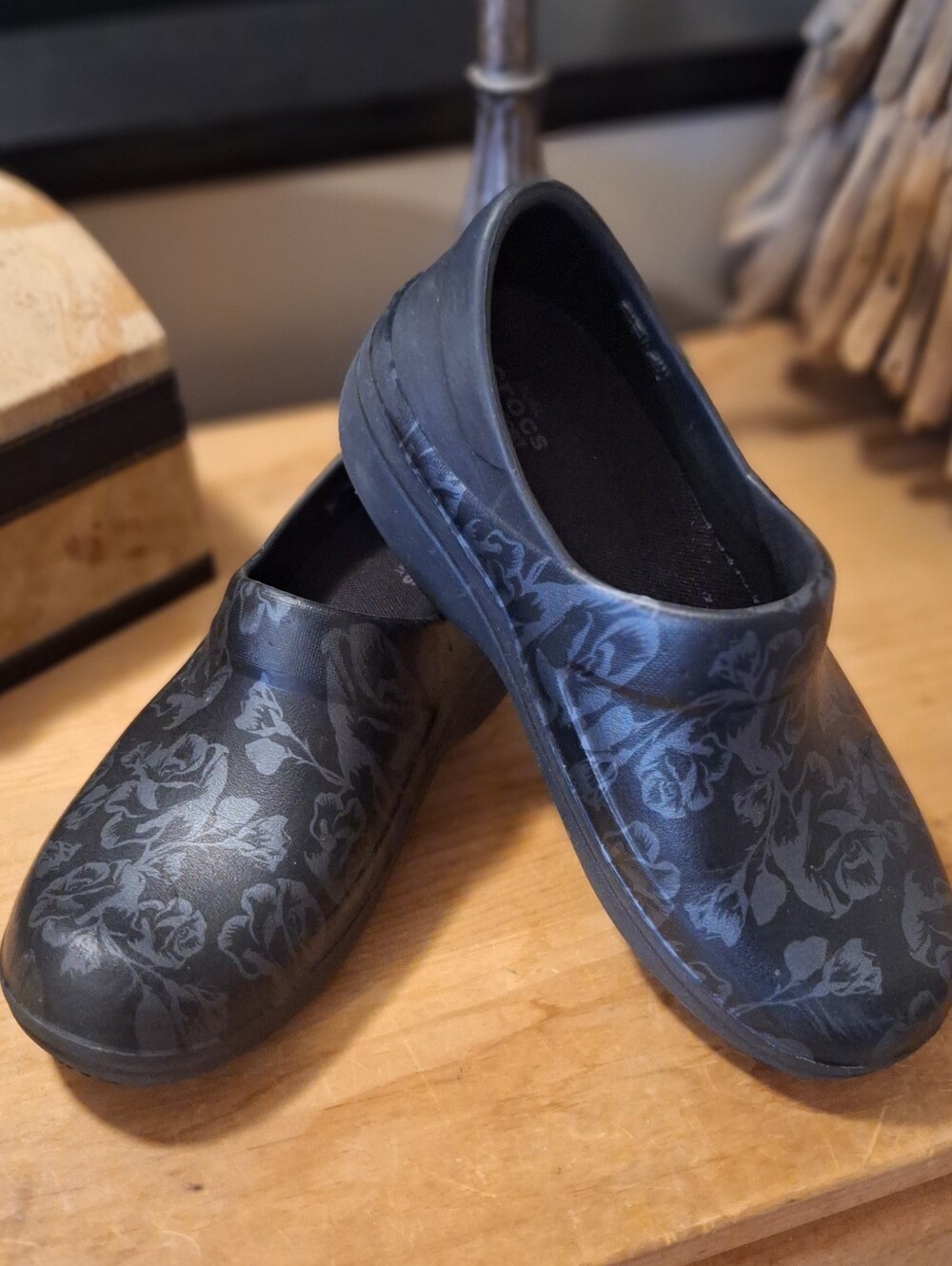 Crocs Professional Floral-Print Slip-On Clog - Black